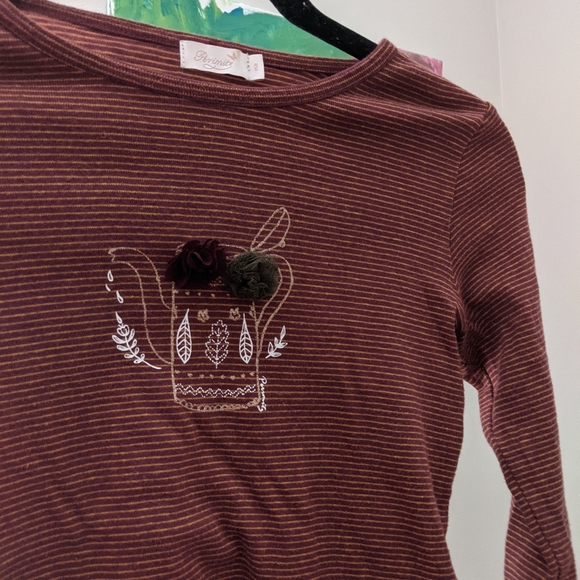 Perimitz Girls Long Sleeves Stripes 3D decoration Top - Picture 13 of 16